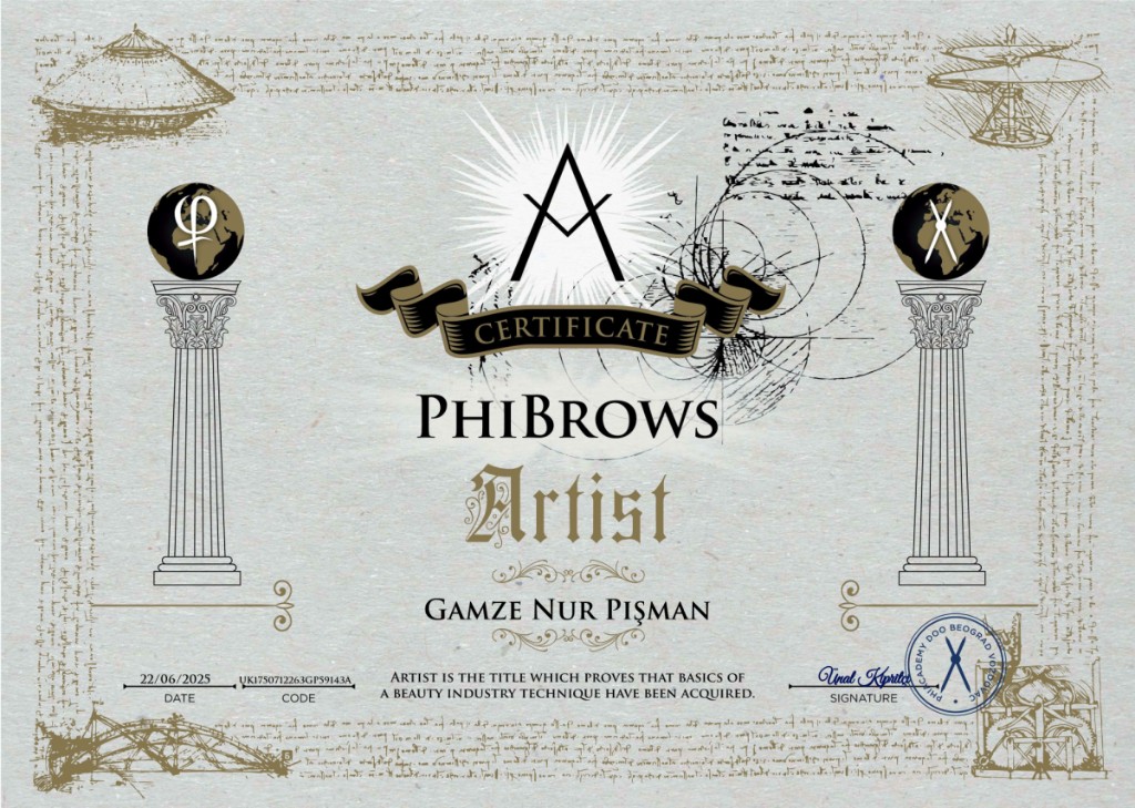 PhiBrows Artist sertifikası — Gamze Nur Pişman